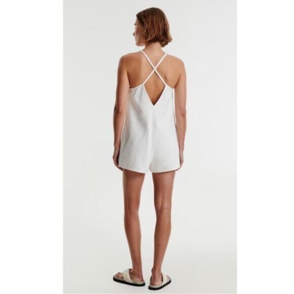 NWOT Zara White Overall Berit Romper Short - Picture 6 of 13